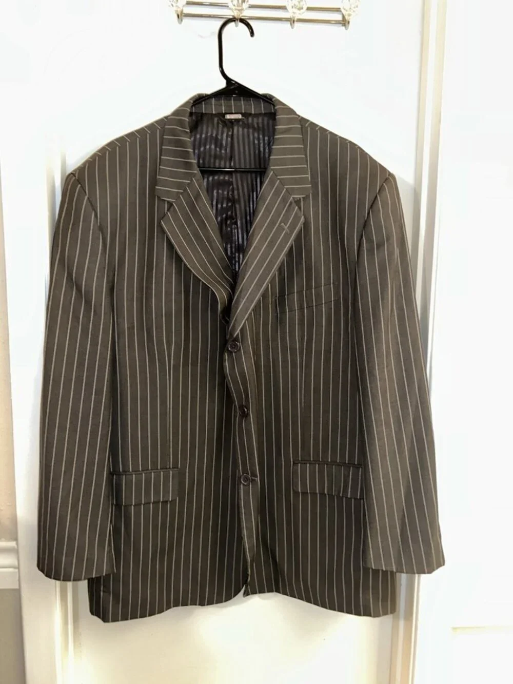 Mario Rossi Gray Pinstriped Business Career Formal Suit Jacket Sport Coat 48R